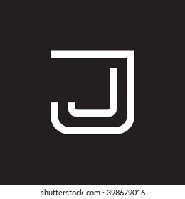 letter J and J monogram square shape logo white black background