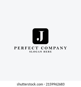 Letter J monogram vector logo. Serif letter logo within rounded box. Logo for luxury product, company, and brand.