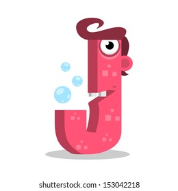 Letter J Monster, vector illustration