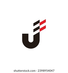 letter j motion flag stripe logo vector 
