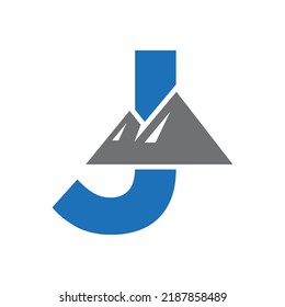 Letter J Mount Logo Vector Sign. Mountain Nature Landscape Logo Combine With Hill Icon and Template
