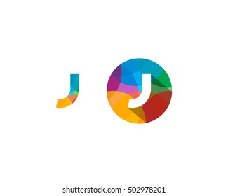 Letter J Multiply Colorful Shadow Logo Design Template