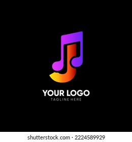 Letter J Music Logo Design Vector Icon Graphic Emblem Illustration 