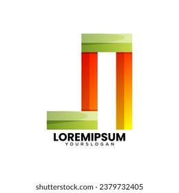 letter  j n colorful  icon logo design 