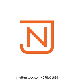 letter J and N monogram square shape logo orange