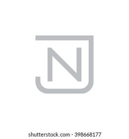 letter J and N monogram square shape logo gray