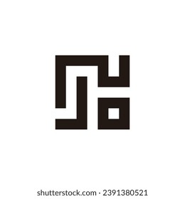 Letter J N o square geometric symbol simple logo vector