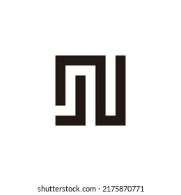 Letter J N square geometric symbol simple logo vector