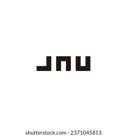 Letter J n U square geometric symbol simple logo vector