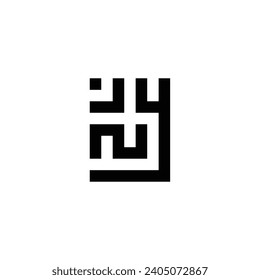 Letra J, N y símbolo geométrico cuadrado símbolo simple vector de logotipo