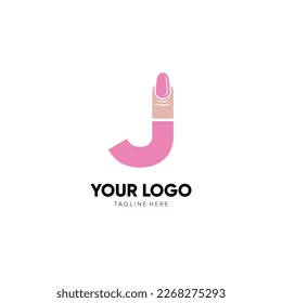 Letter J Nail Art Logo Design Vector Icon Graphic Emblem Illustration