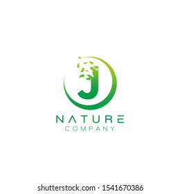 Letter J Nature Leaf Logo Design Vector