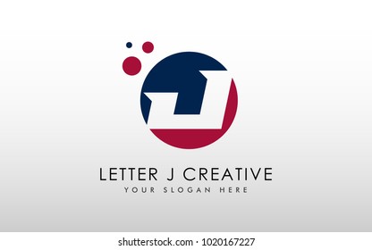 Letter J Negative Space Logo Design Template. Letter J inside Circle
