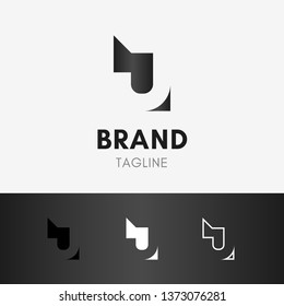 Letter J Negative Space Logo template element symbol in luxury black color