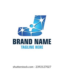 Letter J Neuron Logo Design Template Inspiration, Vector Illustration.