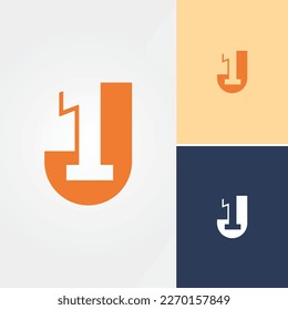 Letter J and Number 1 Design Logo Vector