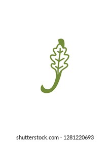 Letter J With Oak Leaf Logo Icon 001