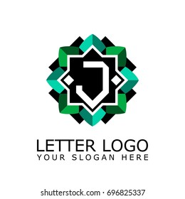 Letter J with octagonal Flower