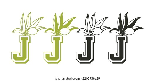 Letter J Olive logo design vector icon symbol template