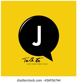 Letter J on bubble talk icon as an integrated communication. Design Template for the communication, commercial, technology, and campaign activities