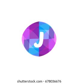 letter J on crystal polygonal circle,logo design, isolated on white background.