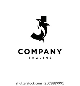 Letter J Orca Logo icon vector