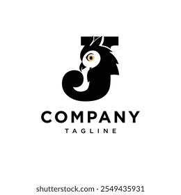 Letter J Owl Logo Icon Vector