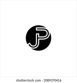 letter j p logo vector template line