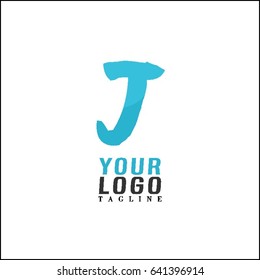 Letter J paint brush stroke vector design. Hand lettering logo.