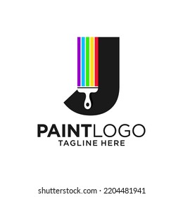 Letter J Paint Logo Design Template Inspiration, Vector Illustration.