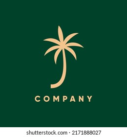 Letter J Palm Tree Logo Design Vector Icon Graphic Emblem Illustration 