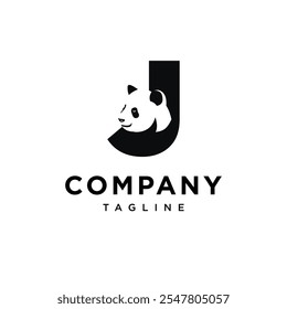 Letter J Panda Logo Icon Vector