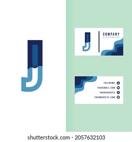 Letter J Paper Cut Style with Business Card. Font J Uppercase Logo for Creative Business 