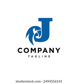Letter J Parrot Bird Logo Icon Vector