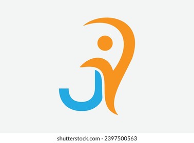 Letter J People Logo Design Template Inspiration, Vector Illustration.