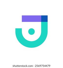 Letter J people simple overlapping color logo