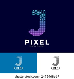 Letter J pixel colorful vector design. Suitable for business, initial, poster, technology and network