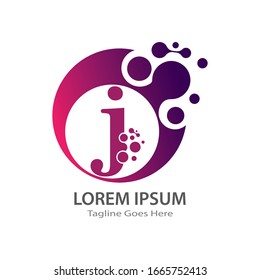 Letra J con diseño de logotipo digital de píxeles, símbolo de plantilla de vector creativo