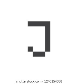 Letter J pixel icon. 
Pixel style english alphabet.
Sign for web, design and 8 bit games.
Vector symbol.