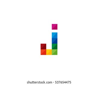 Letter J Pixel Square Logo Design Template Element