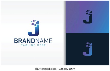 letter J pixels logo vector