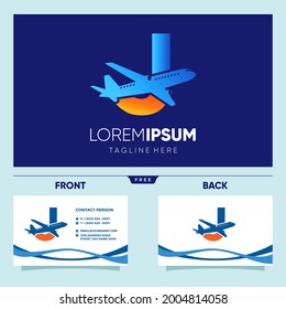 Letter J Plane Logo Design Vector Graphic Icon Illustration