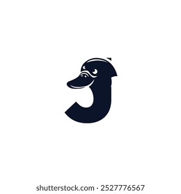 Buchstabe J Platypus-Logo-Ikone, Vektor.