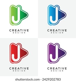 Letter J Play Button Logo Design Idea