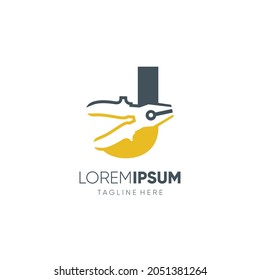 Letter J Pliers Logo Design Vector Icon Graphic Emblem Illustration Background Template