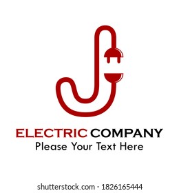 letter j with plug symbol logo template illustration. suitable for electric, thunder, computer, lightning brand, mark etc