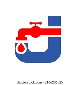 Letter J Plumber Logo Design. Plumbing Water With Letter J Logo Template