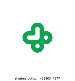 Letter J plus, medic, outline geometric symbol simple logo vector