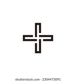 Letter J plus, square geometric symbol simple logo vector