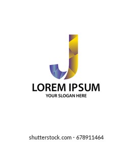 Letter J with polygonal style, logo design, isolated on white background.